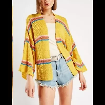 Yellow Striped Festival Cardigan 10-12 NWT • £6.99