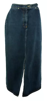 Joie De Vivre Blue Denim Summer Classic Split Long Straight Pencil Skirt W30 • $24.89