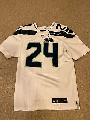 NIKE ELITE Marshawn Lynch Seattle Seahawks Men's EUC Authentic White Jersey 40 M • $237.49