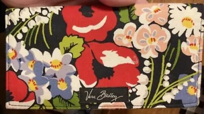 Vera Bradley Poppy Fields Checkbook Cover Black Red Green Yellow Pink White Purp • $10