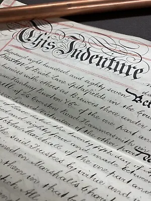 1887 19th Century Vellum English Document Indenture Papers - Antique - Cool Find • $74.95