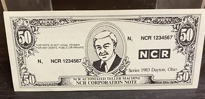 VINTAGE National Cash Register  NCR 1983 DAYTON OHIO $50 DOLLAR BILL FUNNY MONEY • $19.99