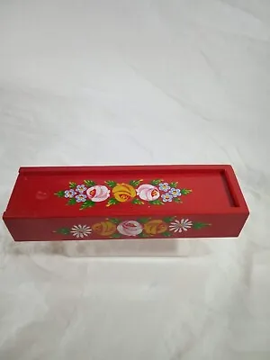 £6 • Buy Red Roses And Castles Hand Painted Wooden Pen Case With Lid Barge Ware #03