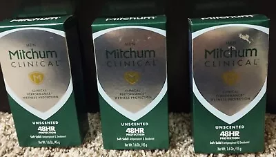 3 Mitchum Men Clinical Soft Solid Antiperspirant Deodorant Unscented 1.6 Oz • $45