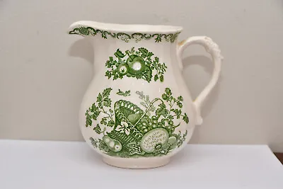 Vintage Masons Ironstone Fruit Basket Green & White Jug • £19.99