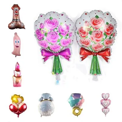 $2.86 • Buy Party Supplies Diamond Ring Rose Bouquet Valentines Day Foil Balloon I Love You