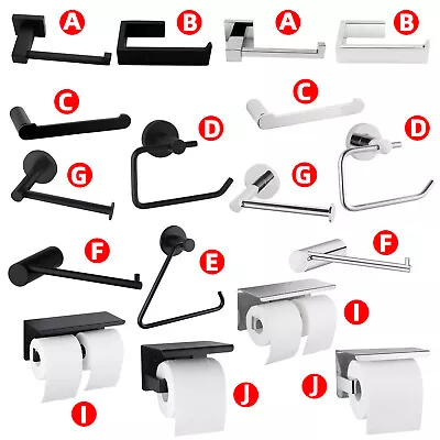 ACA Bathroom Toilet Paper Roll Holder Wall Tissue Storage Hook Black/Chrome • $23.31