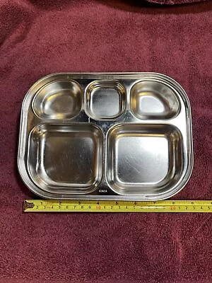 Divided Stainless Steel Food Snack Lunch Box Tray Made In Korea 9”x7” • $7.95