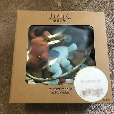 Levtex Baby ANIMAL Mobile~ Cow Lion Hippo Elephant Musical Nursery COLORFUL!! • $15