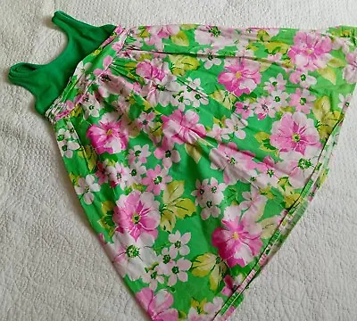 MAGGIE & ZOE Green And Pink Florally Dress - Age 3-4 Years • £6
