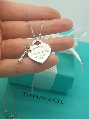 £217.99 • Buy Return To Tiffany & Co. Heart Tag And Key Pendant 17 Inches Necklace In Silver