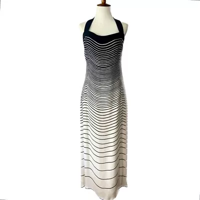 Patricia Rhodes Couture Vintage Black & White Stripe Maxi Evening Gown Medium • $158