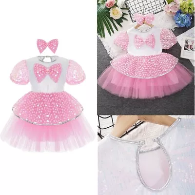 Kids Girls Tutu Dress Ballroom Dresses With Bowknot Hair Clip Bowknot Glittery • $8.09