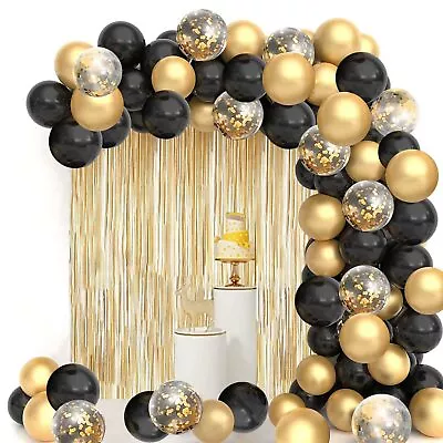 Black And Gold Balloon Garland Arch Kit  Black And Gold Party Decorations Wit • $17.99
