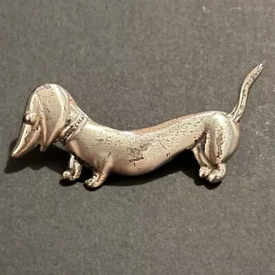 Vintage MEXICO Sterling Silver DACHSHUND DOG Pin SUPER CUTE! • $10.99