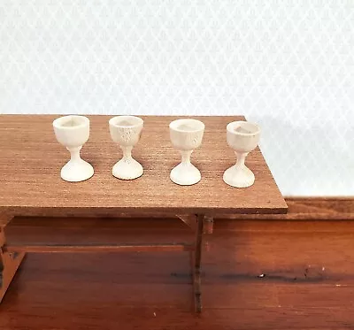 Miniature Wood Goblets Chalices X4 1:12 Scale Dollhouse Decoration Kitchenware • $7.69