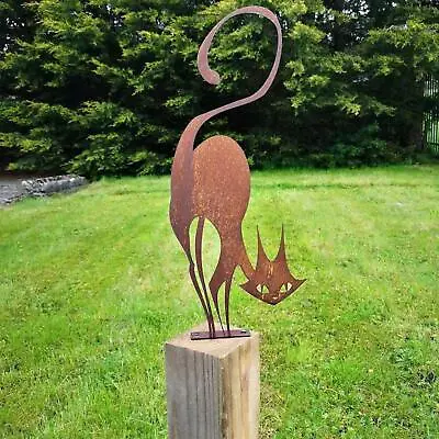 Cat Fence Topper Outdoor Metal Ornament Gardening Decor Gifts Post T NEW~ • £10.34