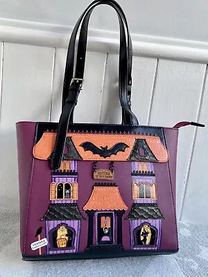 Vendula London Ghoulevard Haunted House Cat Halloween Shopper Shoulder Tote Bag • £89.99