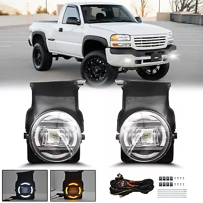 LED Fog Lights Lamps Bumper For 2003-2006 GMC Sierra 1500 2500 HD 3500 With DRL • $72.79