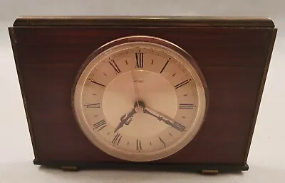 Vintage Metamec Rectangular Teak Wooden Mantel Clock With Brass Trims 1960s • £18.99