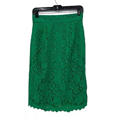 J. Crew Green Pencil Skirt Lace Skirt Womens Size: 2 • $24.99
