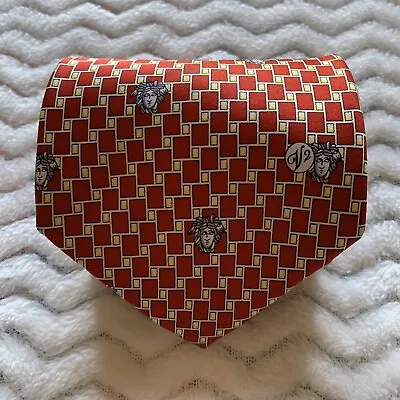 Versace Classic V2 Medusa Head Logo 100% Silk Red Tie • $25.95