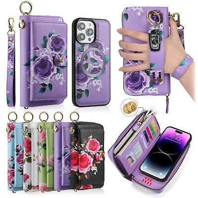 Detachable Leather Floral Purse Card Case For IPhone 14 13 11 12 Pro Max 6s 7 8+ • $44.98