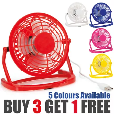 Desk Top USB Fan Small & Quiet Personal Cooler USB Powered Portable Table Fan • £5.99