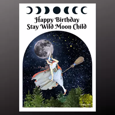 Birthday Stay Wild Moon Child  Card Witch Moon Personalise Goddess Wicca Pagan • £14.99