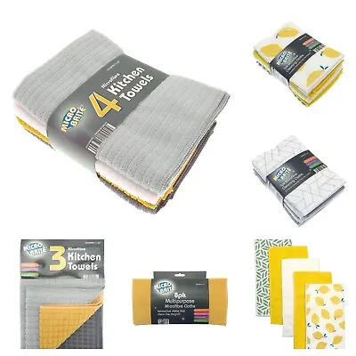 MICROFIBRE CLEANING CLOTHS Kitchen Clean Dish Tea Towels Drying Home 3 Sizes • £4.99