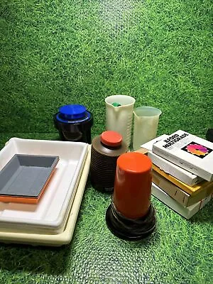 JOB LOT Photographic Darkroom Equipment Lamp Trays Tongstankpapersfilters • £50