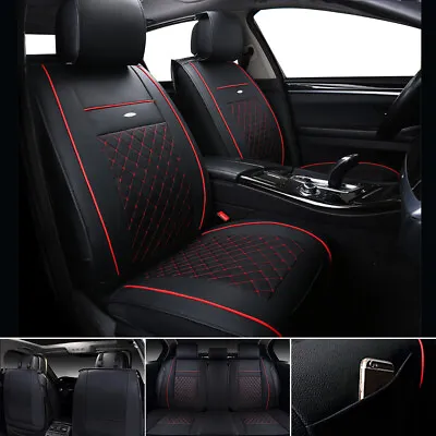 Luxury PU Leather Quilted Car Seat Covers Front Rear Cushion Protector Universal • $59.99