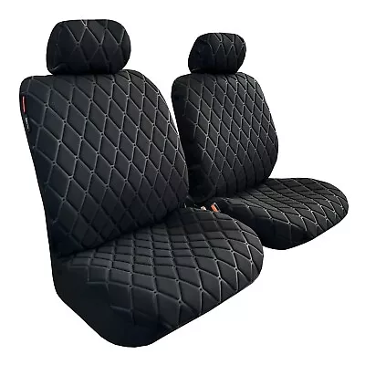 Heavy Duty Black Cotton Linen Seat Covers Front For Ssangyong Musso XLV Ultimate • $131.45