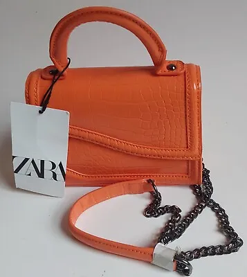Zara Woman Nwt Asymmetric Flap Mini City Bag Orange • $49
