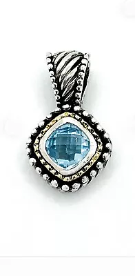 FLLI MENEGATTI 18kt Gold + Sterling Faceted Blue Topaz Enhancer (no Chain) • $105