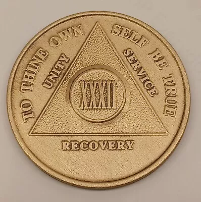 32 Year AA Bronze Medallion Sobriety Coin Recovery Alcoholics Anonymous • $4.50