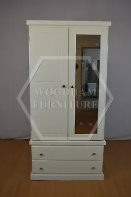 Handmade Cambridge 2 Drawer Mirrored Gents Wardrobe In Ivory (not Flatpacked) • £259