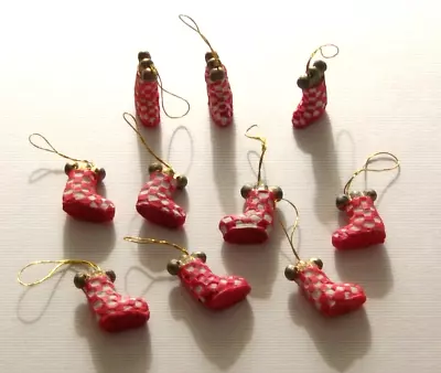 Stocking Miniature Christmas Ornaments Polystone Resin 20mm 3/4   10 NEW • $9.95