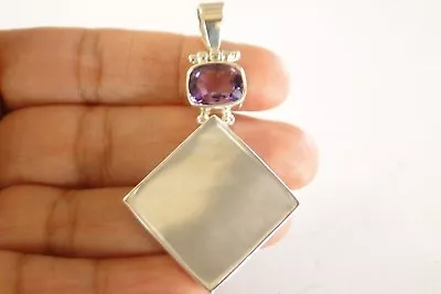 White Mother Of Pearl Purple Amethyst 925 Sterling Silver Pendant • $59