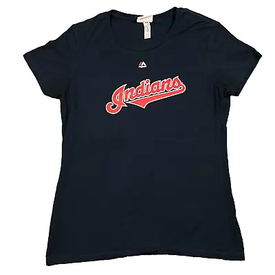 Majestic Cleveland Indians MLB Logo T Shirt Missy Size Large Mike Napoli #26 Tee • $5