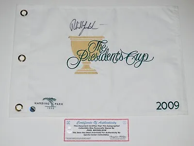 PHIL MICKELSON Autographed 2009 PGA The Presidents Cup Golf Pin Flag + COA! • $159.99