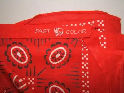 Vintage Fast Color Elephant Trunk Down Red Bandana • $19.99