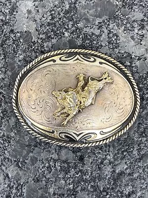 Montana Silversmith Silverplated Belt Buckle Rodeo Bull Riding 4  X 3  • $32.95