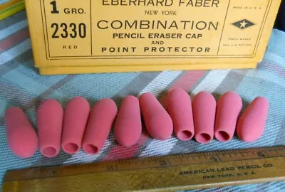 Vintage EBERHARD FABER Red Cone Shaped: Protection Of Point Or As Eraser* 10/lot • $6.97