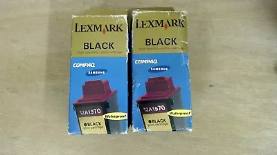 2x Genuine OEM Lexmark 12A1970 Waterproof Printer Ink Cartridge - Black • £9.95