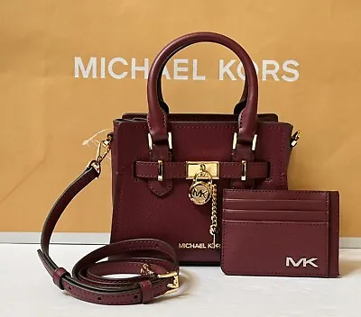 Michael Kors Hamilton Xs Mini Shoulder Crossbody Bag + Wallet Set Dark Cherry • $119.80