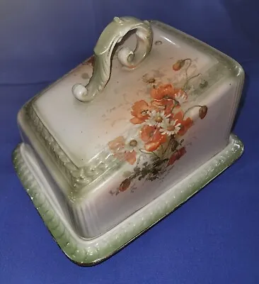 $10 • Buy Vintage Porcelain Ceramic Floral Cheese Keeper