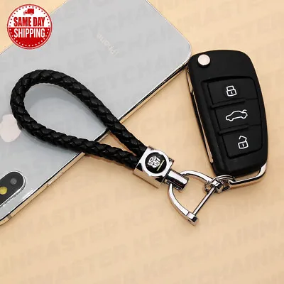 Black Weave Calf Leather Transformers Logo Car Key Chain Ring Gift Decoration • $12.99