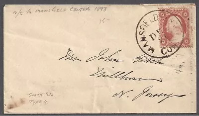 MANSFIELD CENTER CT ~ CDS TIES SCOTT #26 TO MILLBURN NJ C. 1857-1860 • $14.99