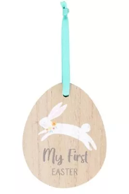 My First Easter Hanging Decoration Tree Bunny Wooden Sign Baby • £4.99